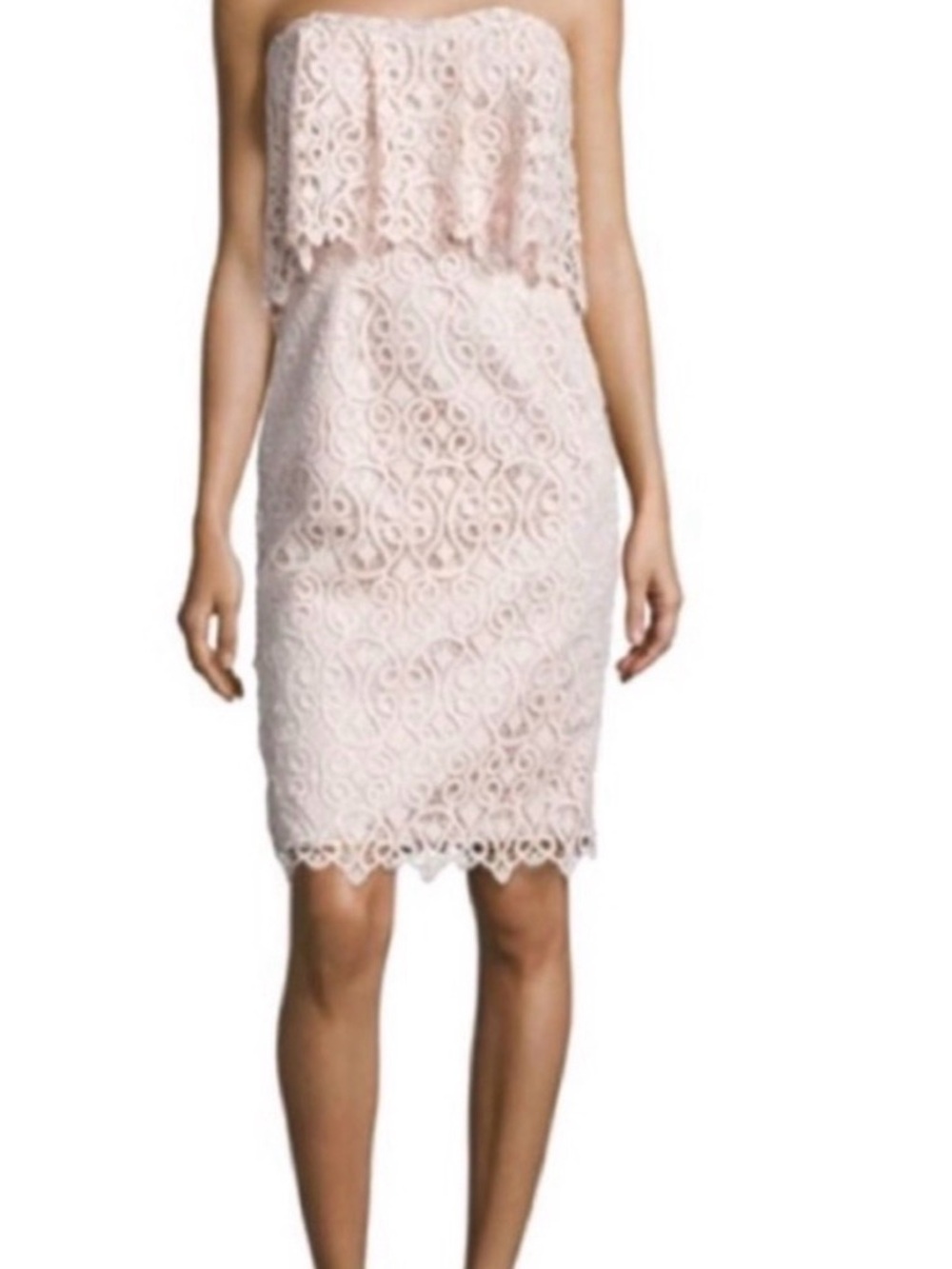 BLACK HALO EVE Strapless Lace Dress Wedding Guest Bridal Blush Light Pink Size 6